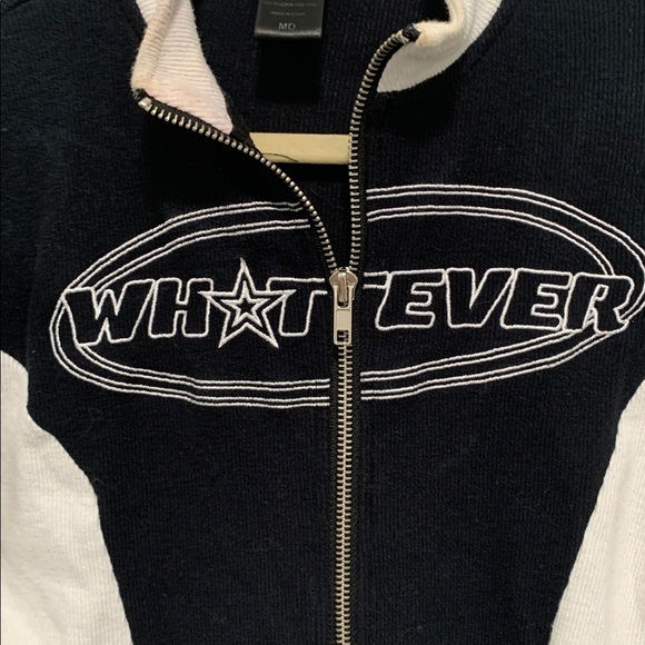 Sweet Society Hot Topic Whatever Y2K Style Ribbed Long Sleeve Zip Up Top - Picture 2 of 7